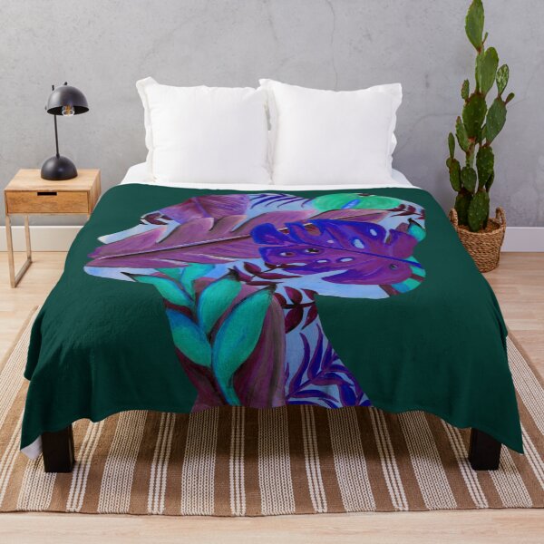 Item preview, Woman with tropical plants - Botanical woman as a portrait in bright acrylic designed and sold by RebeccaFreese.