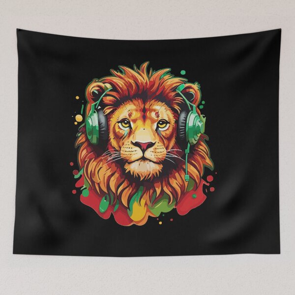 Item preview, Reggae Lion with Headphones designed and sold by reggaeartgifts.