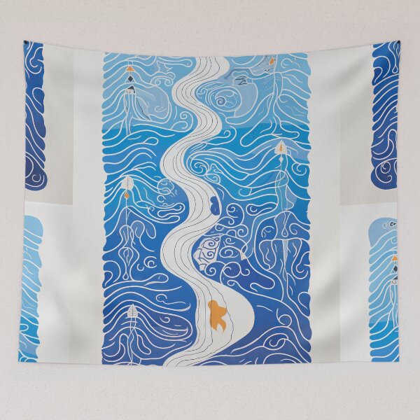 Item preview, Harmonious Mantas and Watercolors: An Asian-inspired Abstraction designed and sold by Piotrek0001.