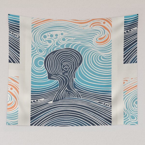 Item preview, Harmonious Mantas and Watercolors: An Asian-inspired Abstraction designed and sold by Piotrek0001.