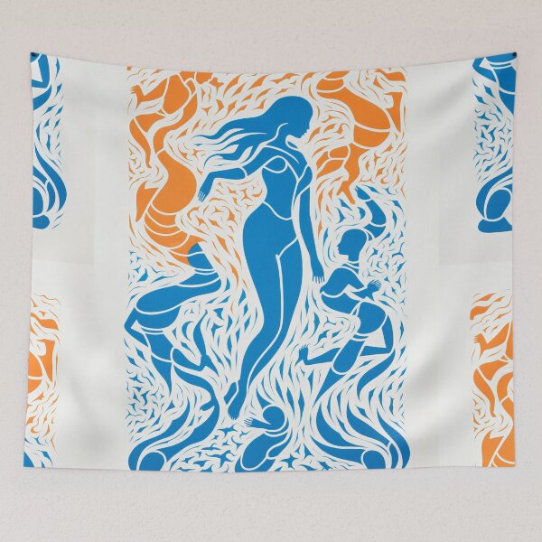 Item preview, Harmonious Mantas and Watercolors: An Asian-inspired Abstraction designed and sold by Piotrek0001.