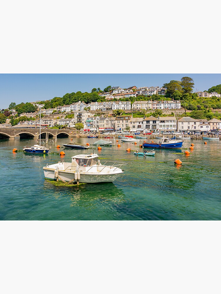 "East Looe River at high tide Looe, Cornwall, UK." Sticker for Sale