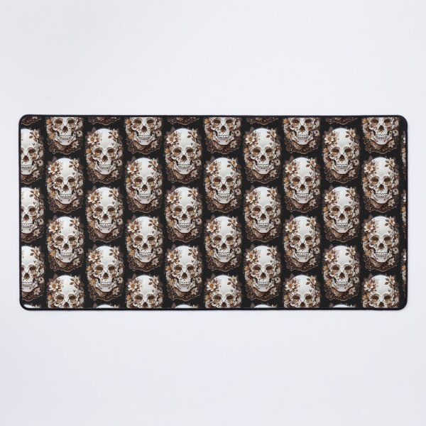 Item preview, Elegance in Decay: Brown Floral Skull Art designed and sold by ArtemExpressio.