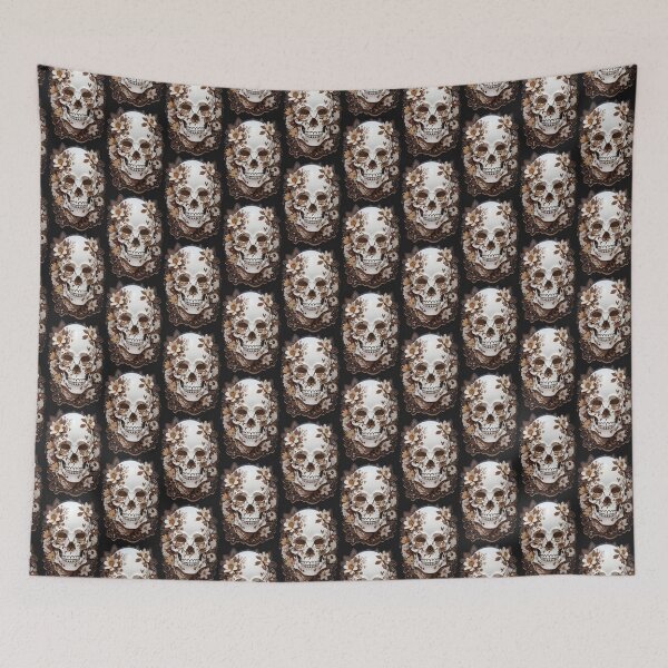 Item preview, Elegance in Decay: Brown Floral Skull Art designed and sold by ArtemExpressio.