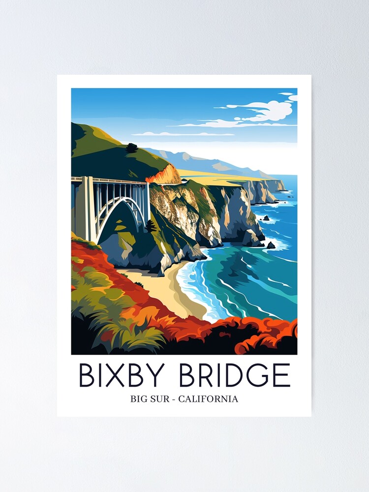 A Pop Art Travel Print of Bixby Bridge in Big Sur - California