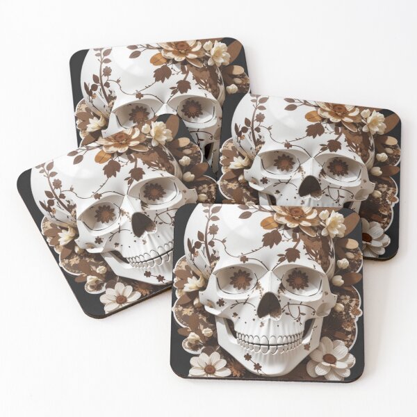 Item preview, Skeletal Bloom: A Brown Flowered Skull Creation designed and sold by ArtemExpressio.