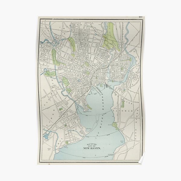 Vintage Map of New Haven Connecticut (1901) Poster