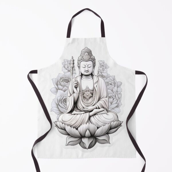 Artikelvorschau, Schwarz-weiße Buddha-Statue, digitale Kunst, für Yoga-Liebhaber entworfen und verkauft von MartynGrey.