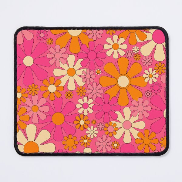 Item preview, Groovy Pink Retro Garden Flowers Vintage Floral Pattern with Orange designed and sold by kierkegaard.