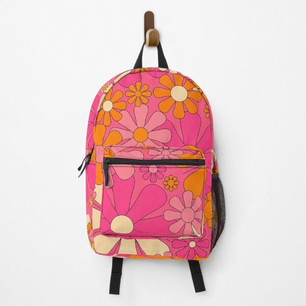 Item preview, Groovy Pink Retro Garden Flowers Vintage Floral Pattern with Orange designed and sold by kierkegaard.