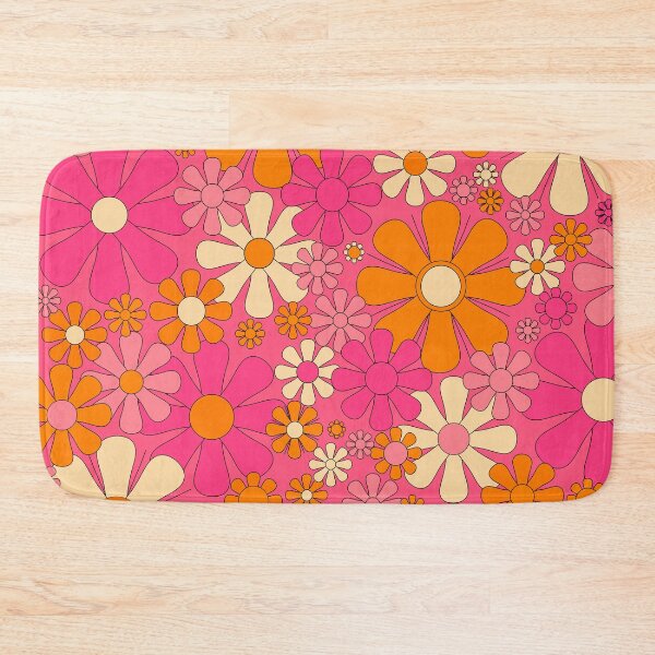 Item preview, Groovy Pink Retro Garden Flowers Vintage Floral Pattern with Orange designed and sold by kierkegaard.
