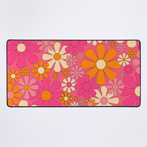 Item preview, Groovy Pink Retro Garden Flowers Vintage Floral Pattern with Orange designed and sold by kierkegaard.