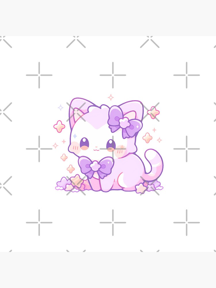 Cute Kawaii Pink and Purple Cat in Stars Kitty Sticker