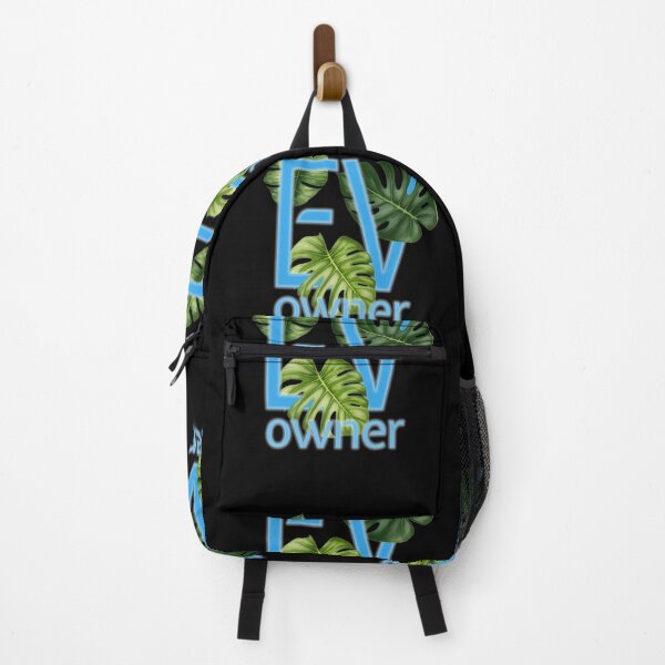 Item preview, EV Owner Green Leaves Electric Vehicle car (blue neon GLOW on black) designed and sold by SpottedDesigns.