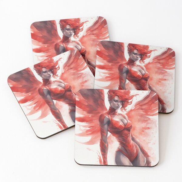 Item preview, Angel in red watercolors, ki generated designed and sold by Woodoartdesign.