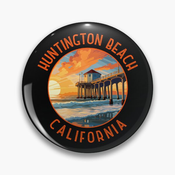 Item preview, Huntington Beach California Retro Distressed Circle designed and sold by KrisSidDesigns.