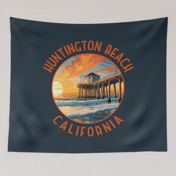 Item preview, Huntington Beach California Retro Distressed Circle designed and sold by KrisSidDesigns.