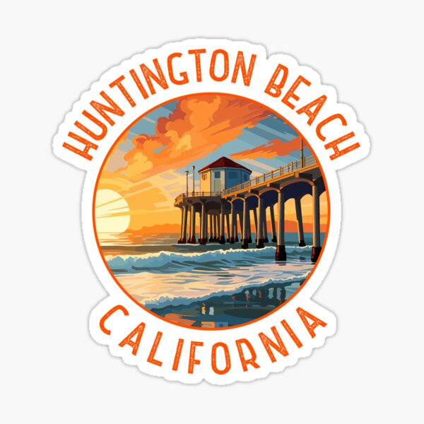 Item preview, Huntington Beach California Retro Distressed Circle designed and sold by KrisSidDesigns.