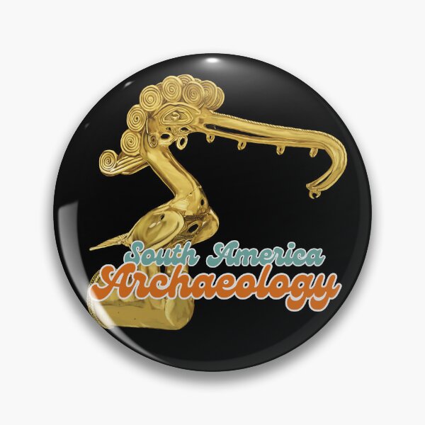 Item preview, South America Archaeology - Illustration of Prehispanic Bird Artifact in Gold with message "South America Archaeology" ​​- Retro Art designed and sold by Carola-art.