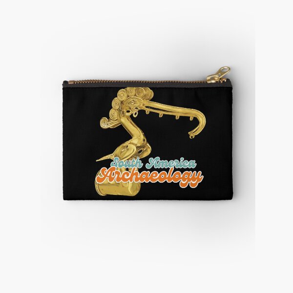 Item preview, South America Archaeology - Illustration of Prehispanic Bird Artifact in Gold with message "South America Archaeology" ​​- Retro Art designed and sold by Carola-art.