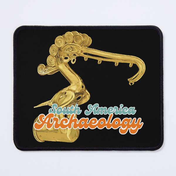 Item preview, South America Archaeology - Illustration of Prehispanic Bird Artifact in Gold with message "South America Archaeology" ​​- Retro Art designed and sold by Carola-art.