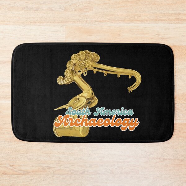 Item preview, South America Archaeology - Illustration of Prehispanic Bird Artifact in Gold with message "South America Archaeology" ​​- Retro Art designed and sold by Carola-art.