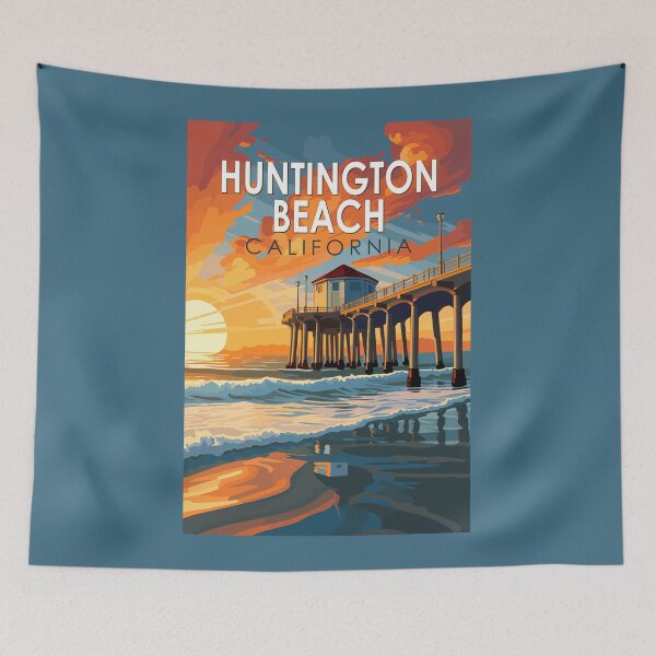 Item preview, Huntington Beach California Travel Art Vintage designed and sold by KrisSidDesigns.