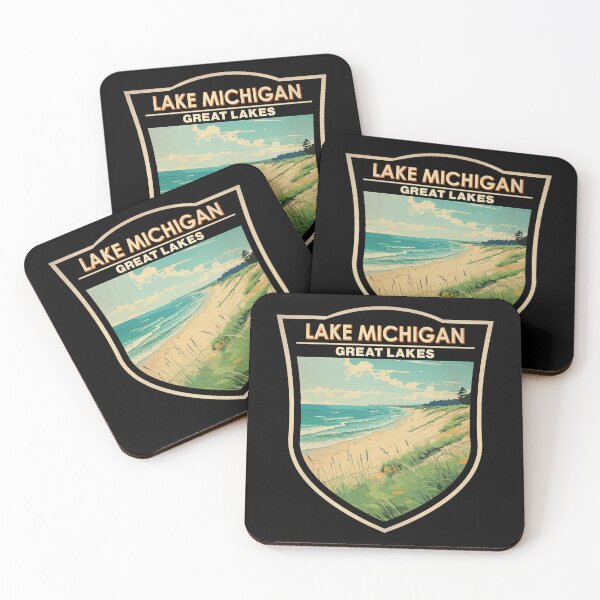 Item preview, Lake Michigan Travel Art Badge designed and sold by KrisSidDesigns.