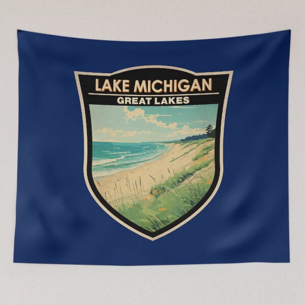 Item preview, Lake Michigan Travel Art Badge designed and sold by KrisSidDesigns.