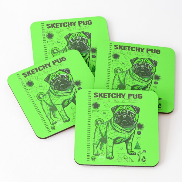Item preview, Pug Sketchbook 9 GREEN designed and sold by RedBluffTraders.