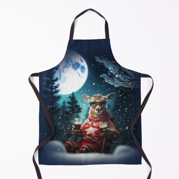 Item preview, Cool reindeer chills and drinks coffee in Christmas outfit designed and sold by creationen-surihs.