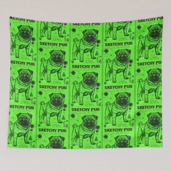 Item preview, Pug Sketchbook 9 GREEN designed and sold by RedBluffTraders.