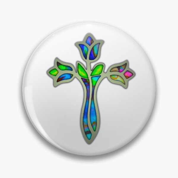Item preview, Stained Glass Cross With Roses designed and sold by SoLunAgua ..