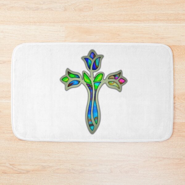 Item preview, Stained Glass Cross With Roses designed and sold by SoLunAgua ..