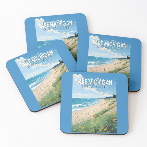 Item preview, Lake Michigan Travel Art Vintage designed and sold by KrisSidDesigns.