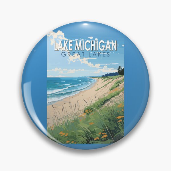 Item preview, Lake Michigan Travel Art Vintage designed and sold by KrisSidDesigns.