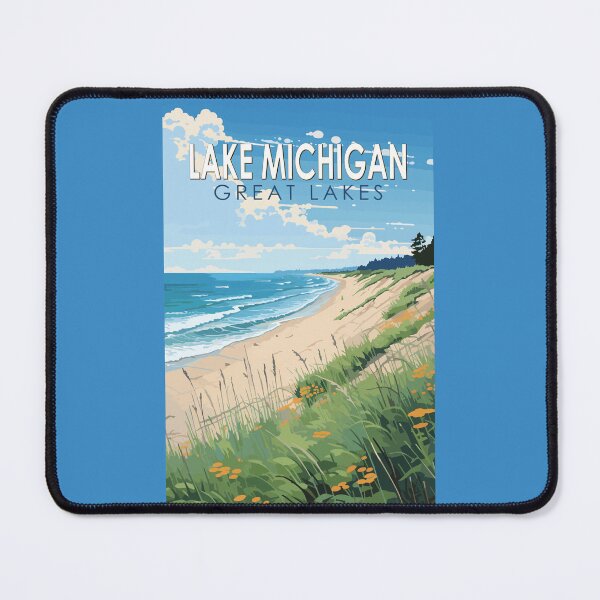 Item preview, Lake Michigan Travel Art Vintage designed and sold by KrisSidDesigns.