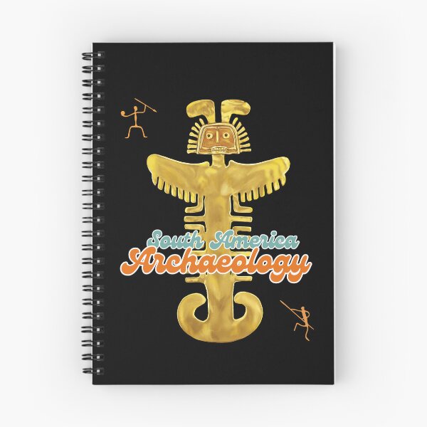 Item preview, Archeology of South America - Illustration of Prehispanic Anthropozoomorphic Artifact in Gold with message "South America Archaeology" ​​- Retro Art designed and sold by Carola-art.