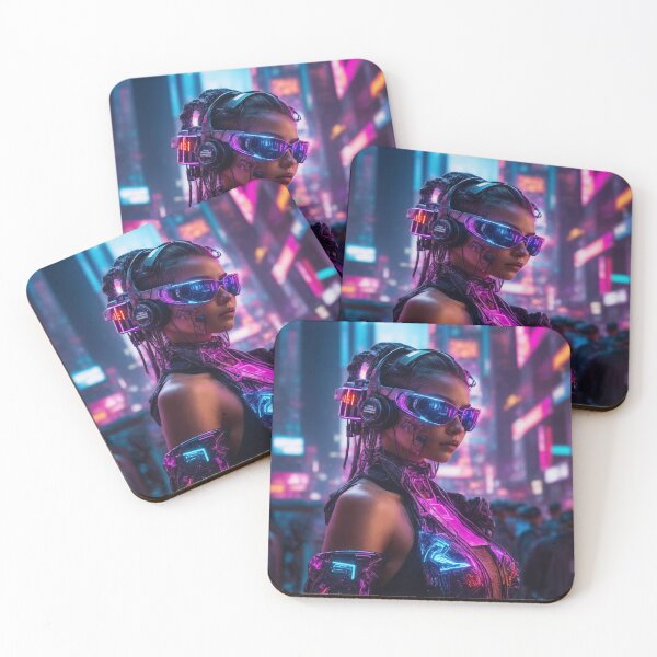 Item preview, Neon Dreams - Cyberpunk Cityscape Artwork designed and sold by luminamatrixart.