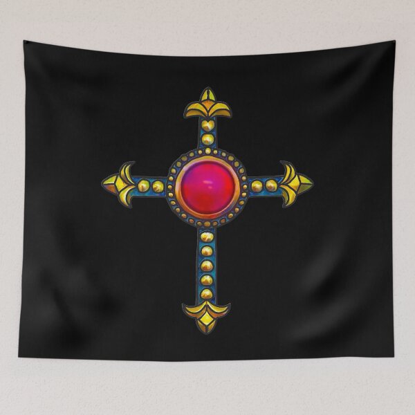 Item preview, Stained Glass Cross With Red Stone designed and sold by SoLunAgua ..