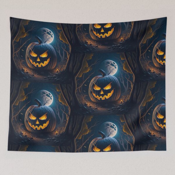 Item preview, Spooky jack-o-lantern in a magical forest designed and sold by Art4PrintGifts.