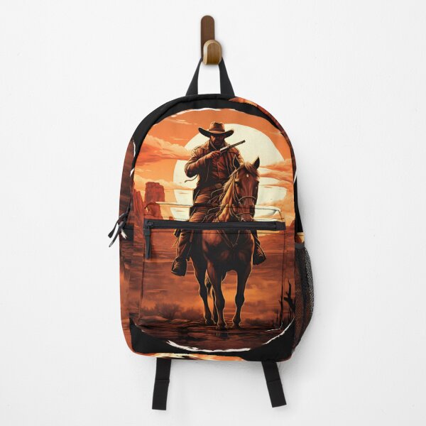 Item preview, A wild west wallpaper featuring a cowboy riding a horse in sunset designed and sold by AI-Only Creations.