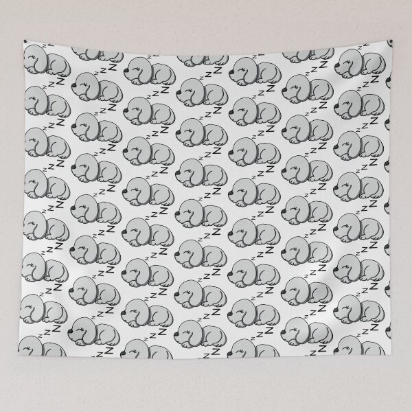Item preview, cute sleeping dog (white) designed and sold by ChesssesShop.