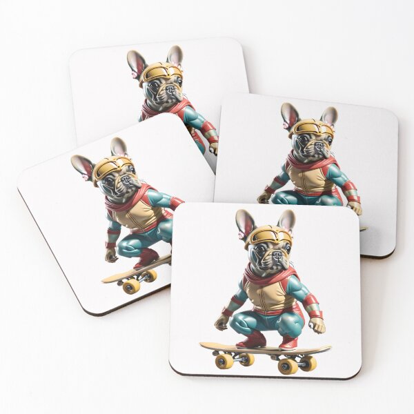 Item preview, Illustration of an aspiring French Bulldog riding a skateboard designed and sold by AI-Only Creations.
