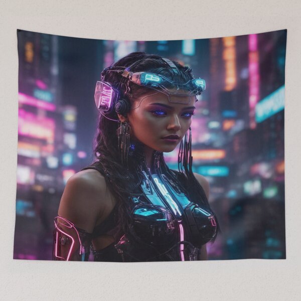 Item preview, Neon Nexus: The Sentient City Cyberpunk Artwork - Futuristic AI, Rebels, and Hackers II designed and sold by luminamatrixart.