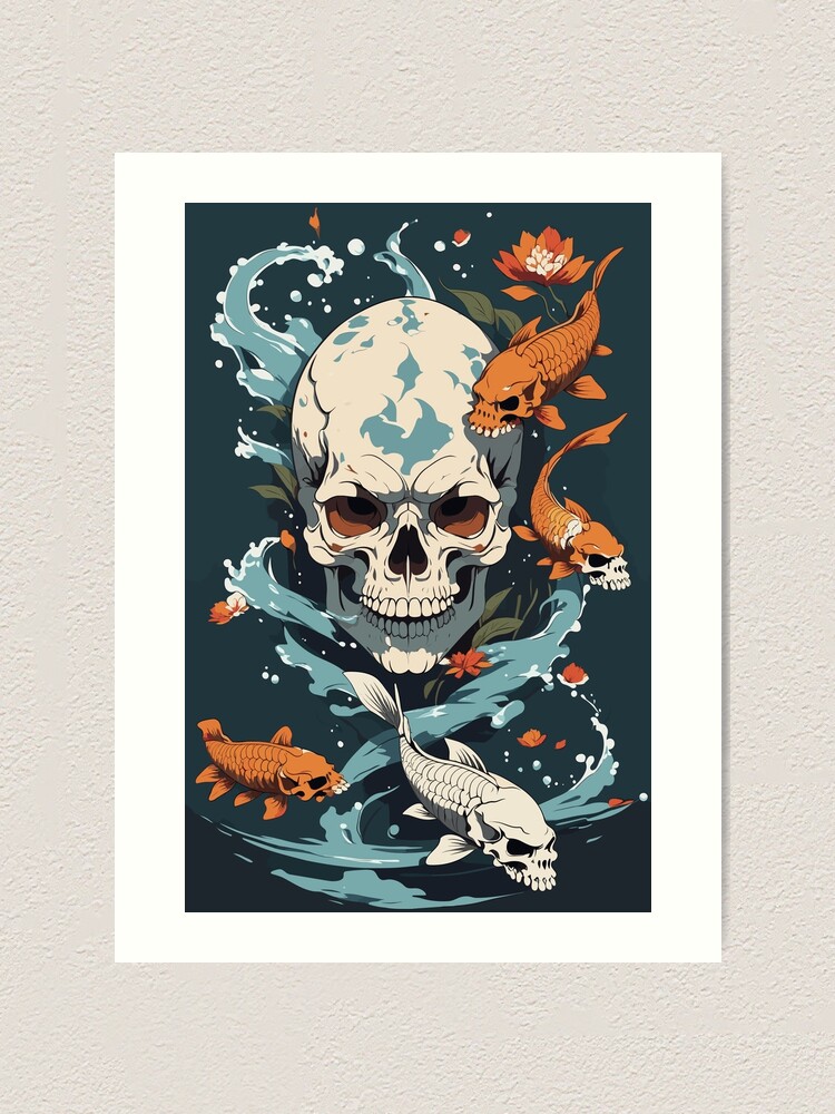 上品なブランド Skull faced koi fish 版画