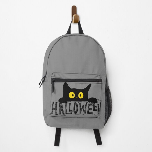 Item preview, Halloween - a black cat with frightened yellow eyes peeking out from behind the inscription designed and sold by esao.