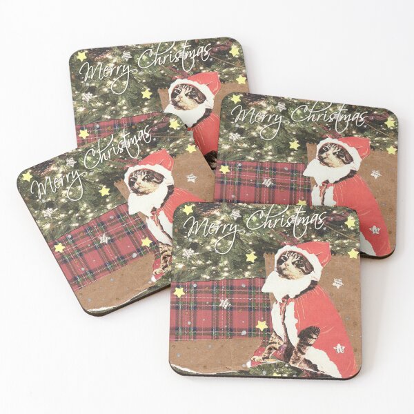 Item preview, Merry Christmas vintage cat collage holiday card designed and sold by OnBambisMind.