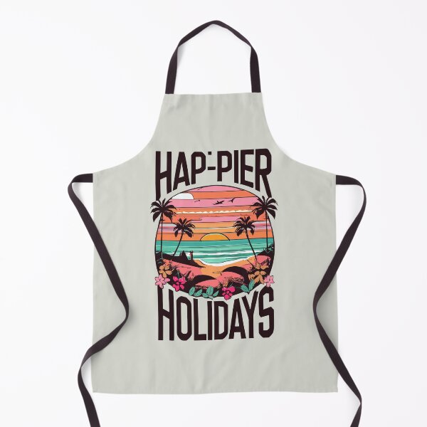 Item preview, Hap-Pier Holidays Cute Beach Sunset Christmas Pun - Winter Holidays Funny Beach Pun designed and sold by CoffeeJoeMugs.