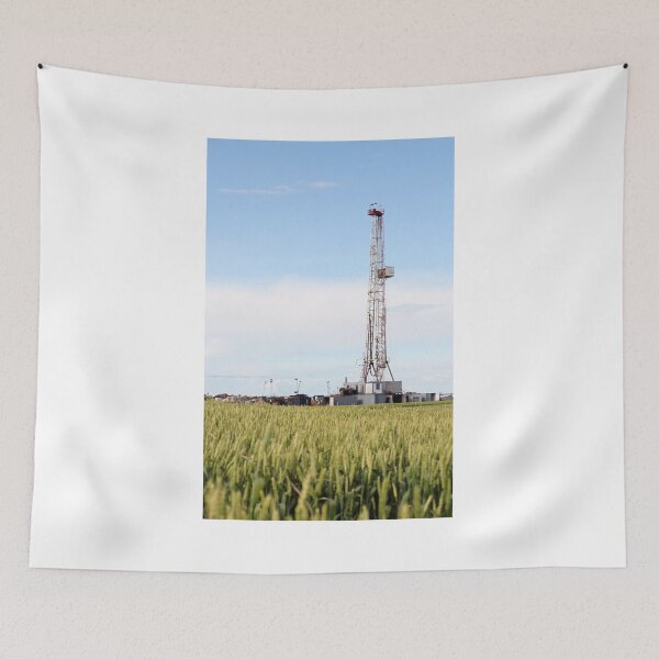 Item preview, land oil drilling rig in green wheat field designed and sold by goceris.